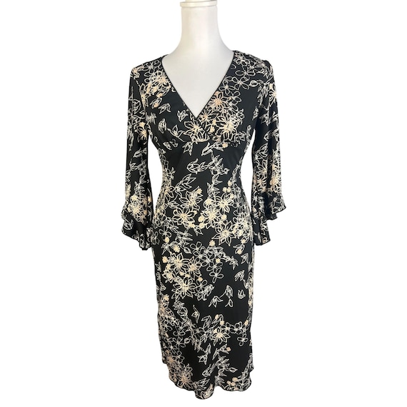 jonathan martin dress designer Vintage Jonathan Martin Floral Bell Sleeve Dress Size Medium