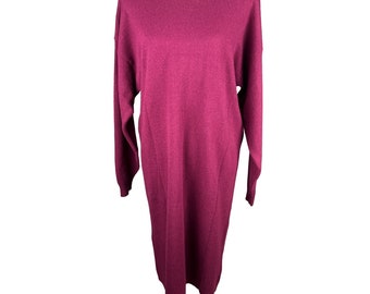 Vintage D.D. Sloane Lambswool V Back Long Sleeve Purple Sweater Dress