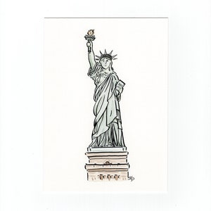Statue of Liberty Painting | Original 5x7 Watercolor Painting | New York City Artwork | Lady Liberty Art | New York Skyline | NYC Wall Art
