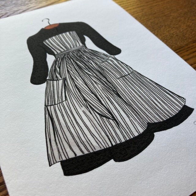 Sound of Music Dress Print | 5x7 Watercolor Art Print | Old