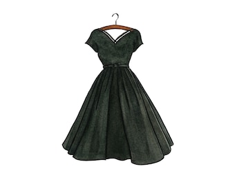 Betty Green Velvet Dress, White Christmas Outfit, Tea-length 1950s Movie  Style - Etsy