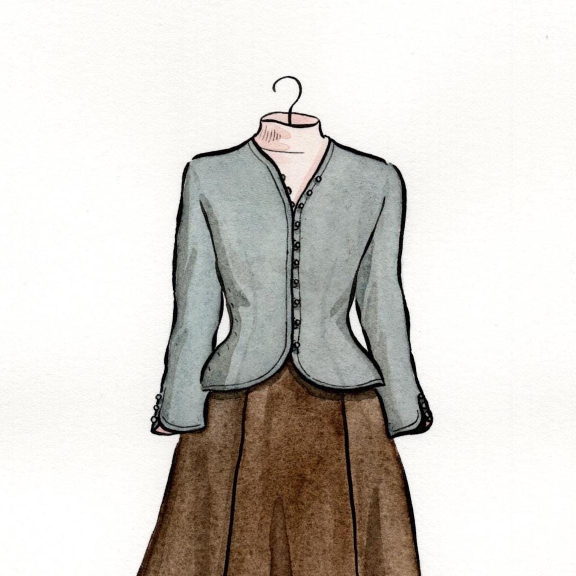 Sound of Music Dress Print | 5x7 Watercolor Sound of Music Costume