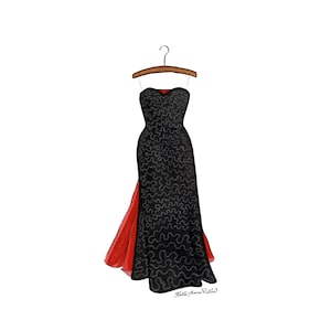 White Christmas Rosemary Clooney Dress Print | 5x7 Black and Red White Christmas Dress | Old Hollywood Dress | White Christmas Movie Costume