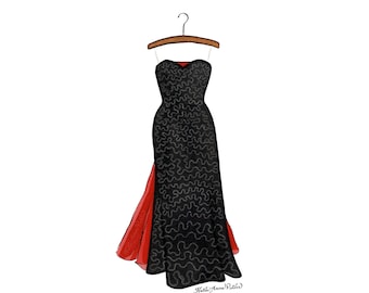White Christmas Rosemary Clooney Dress Print | 5x7 Black and Red White Christmas Dress | Old Hollywood Dress | White Christmas Movie Costume