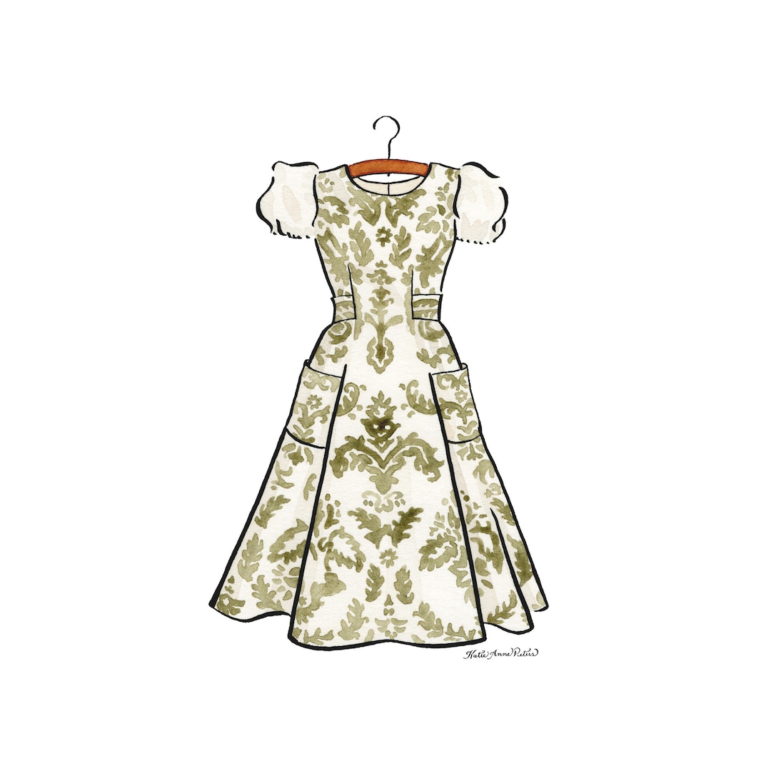 Sound of Music Liesl Curtain Dress Print | 5x7 Watercolor Painting