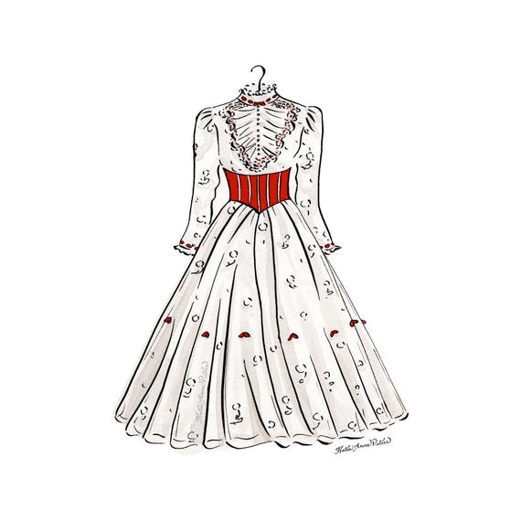 mary poppins jolly holiday dress pattern Mary Poppins Dress Print | 5x7 Mary Poppins Watercolor Painting | Mary  Poppins Costume | Julie Andrews Mary Poppins Jolly Holiday Costume