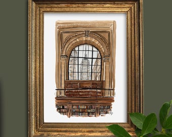 New York Public Library Poster Art Print | 8x10 Watercolor NYC Library Painting | Autumn in New York Art Print | New York Library Poster Art