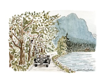 Sound of Music Art Print | 5x7 Sound of Music Watercolor | Sound of Music Tree Climbing | Julie Andrews Gifts | The Sound of Music Wall Art