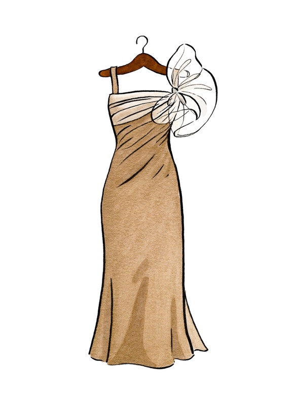 Sound of Music Dress Print | 5x7 Watercolor Art Print | Baroness Schraeder  Gold Evening Dress | Old Hollywood Dress | Movie Costume Wall Art - Etsy