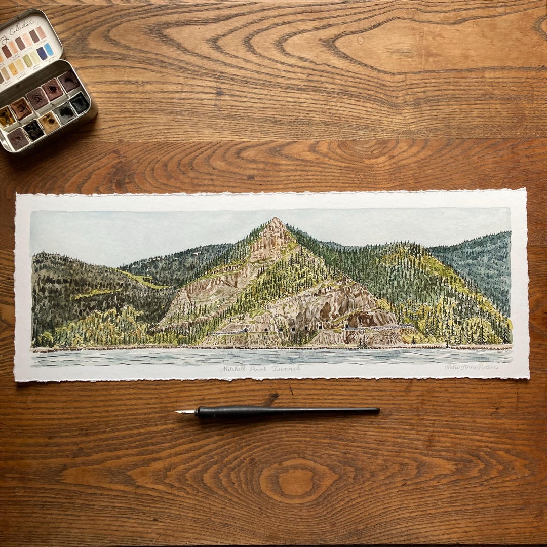Mitchell Point Tunnel Watercolor Print With Deckled Edges | 19