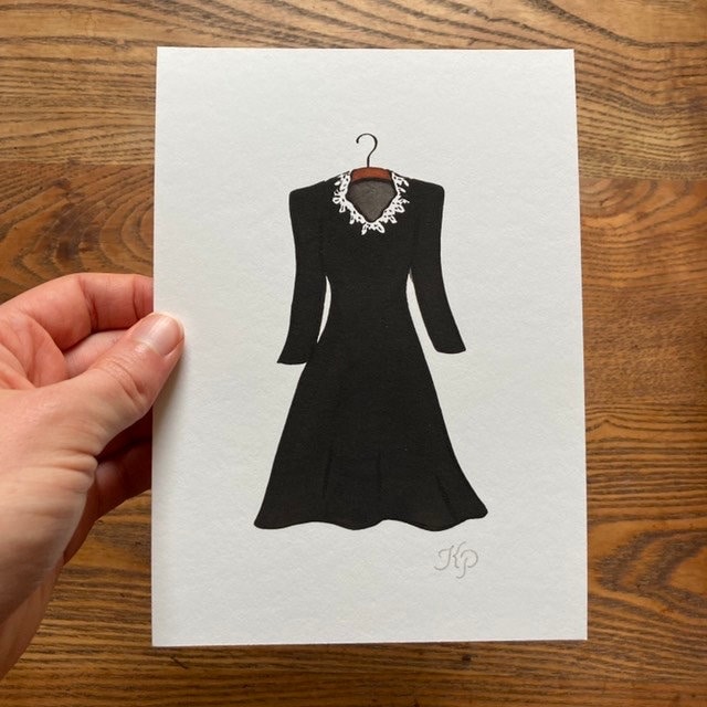 its a wonderful life christmas dress It's a Wonderful Life Black Christmas Dress Print | 5x7 Print | Old Hollywood Dress | Donna Reed Art | Mary Bailey Dress Bedford Falls Print