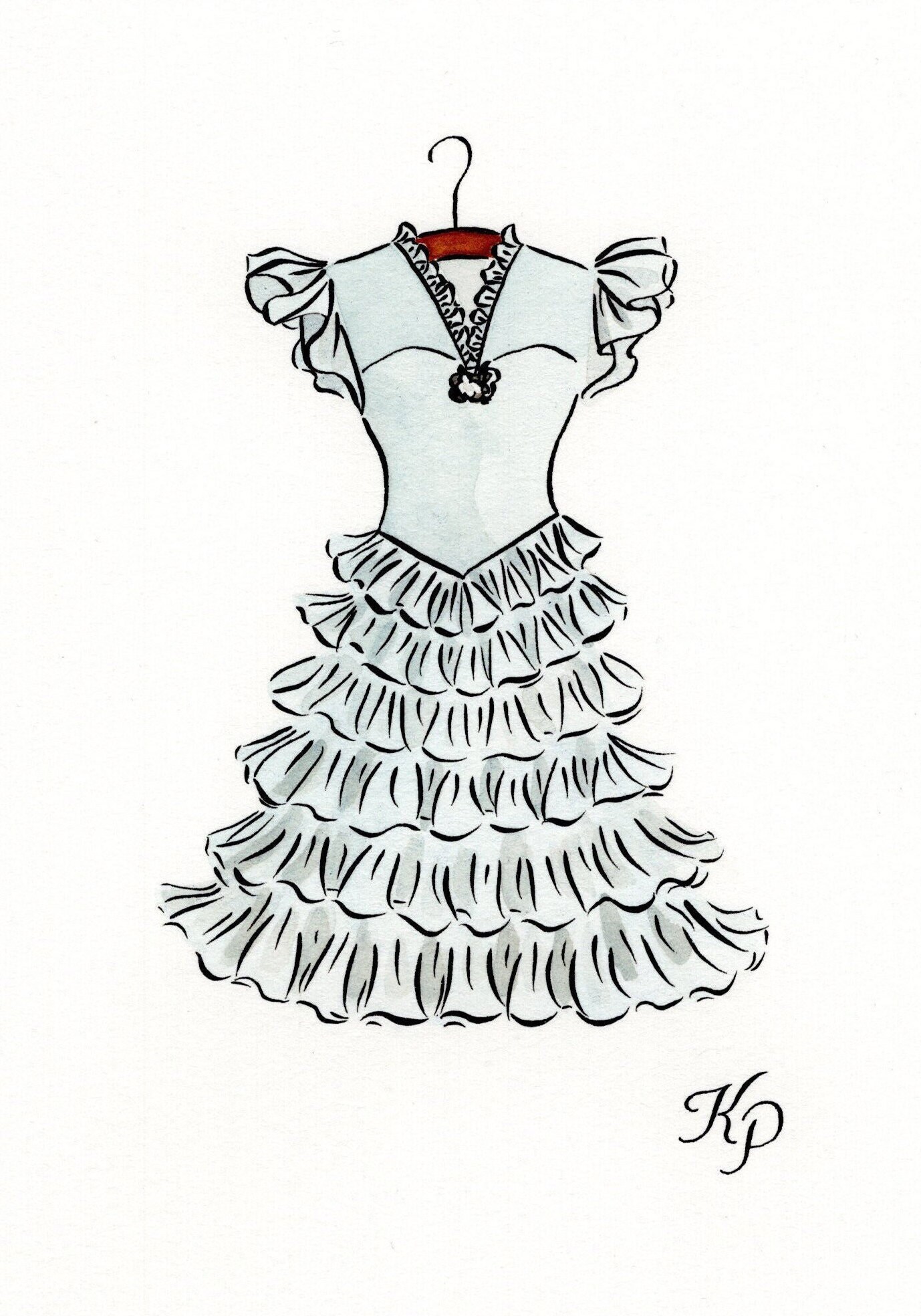 It's a Wonderful Life Dress Print | 5x7 Watercolor Wall Art