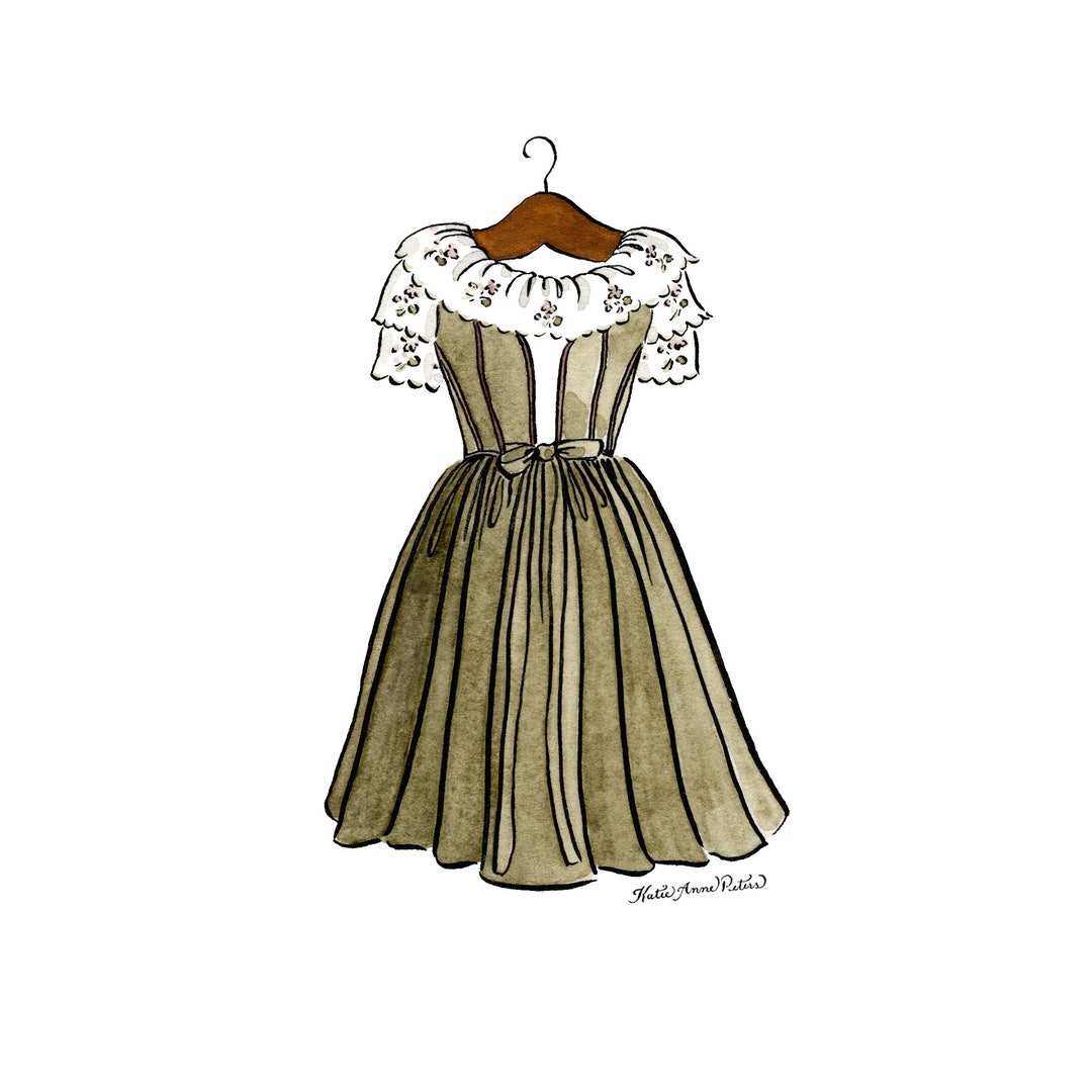 Sound of Music Edelweiss Dress Print | Liesl Dress | 5x7 Watercolor Art ...