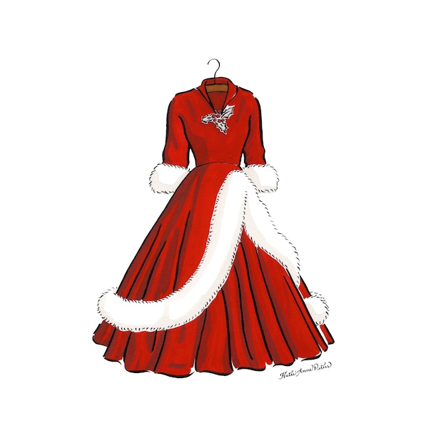 White Christmas Red Dress Print | 5x7 White Christmas Dress | Old Hollywood Dress | White Christmas Movie Dress | White Christmas Costume