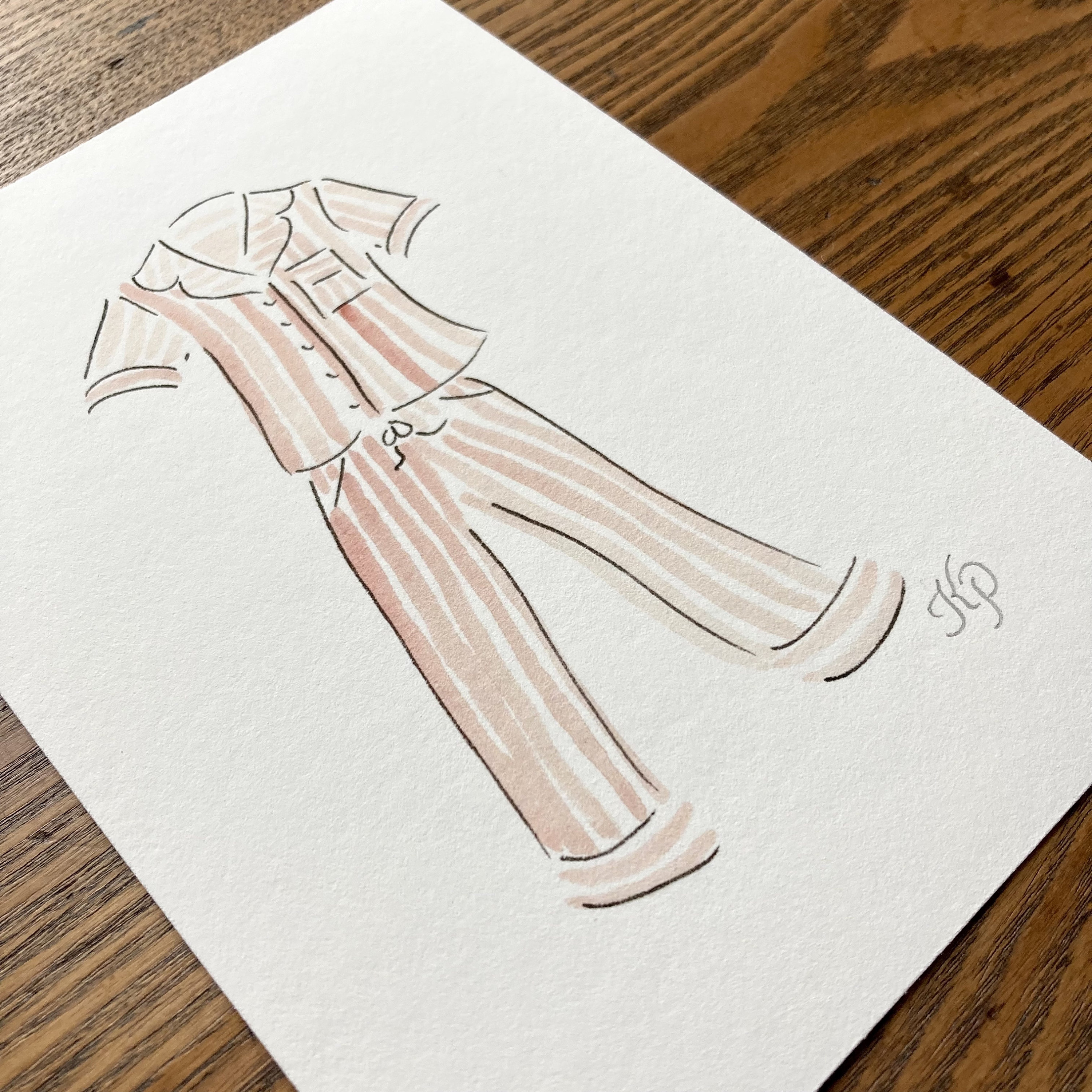Pink Striped Pajamas Print | Watercolor Pajamas Art Print | Eloise ...