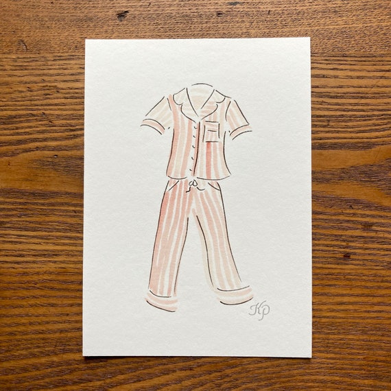 人気 ブランド チェック | Print Pajamas Striped Pink Watercolor Print Art Pajamas シャツ/ブラウス(長袖/七分)