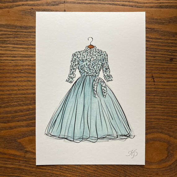 White Christmas Sisters Dress Print | 5x7 Watercolor Print | Old Hollywood Dress