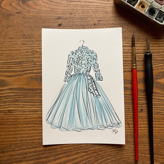 White Christmas Sisters Dress Original 5x7 Watercolor Painting | White  Christmas Sisters Old Hollywood Dress | White Christmas Movie Costume - Etsy