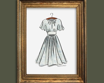 Sound of Music Blue Dress Large Print | Julie Andrews Sound of Music  Costume | Maria Von Trapp Blue Dress Sound of Music Watercolor Wall Art