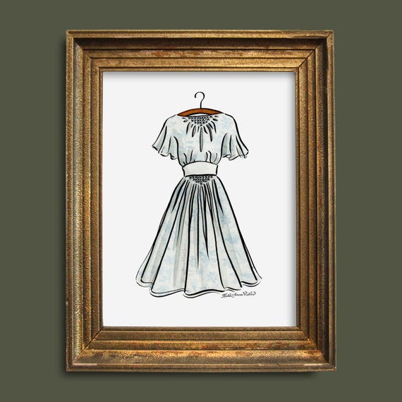 Sound of Music Blue Dress Large Print | Julie Andrews Sound of Music Costume  | Maria Von Trapp Blue Dress Sound of Music Watercolor Wall Art - Etsy