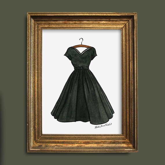 Rosemary Clooney White Christmas Green Velvet Dress Large Watercolor Art Print | 11x14 White Christmas Dress