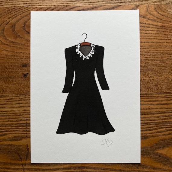 It's a Wonderful Life Black Christmas Dress Print 5x7 Print Old