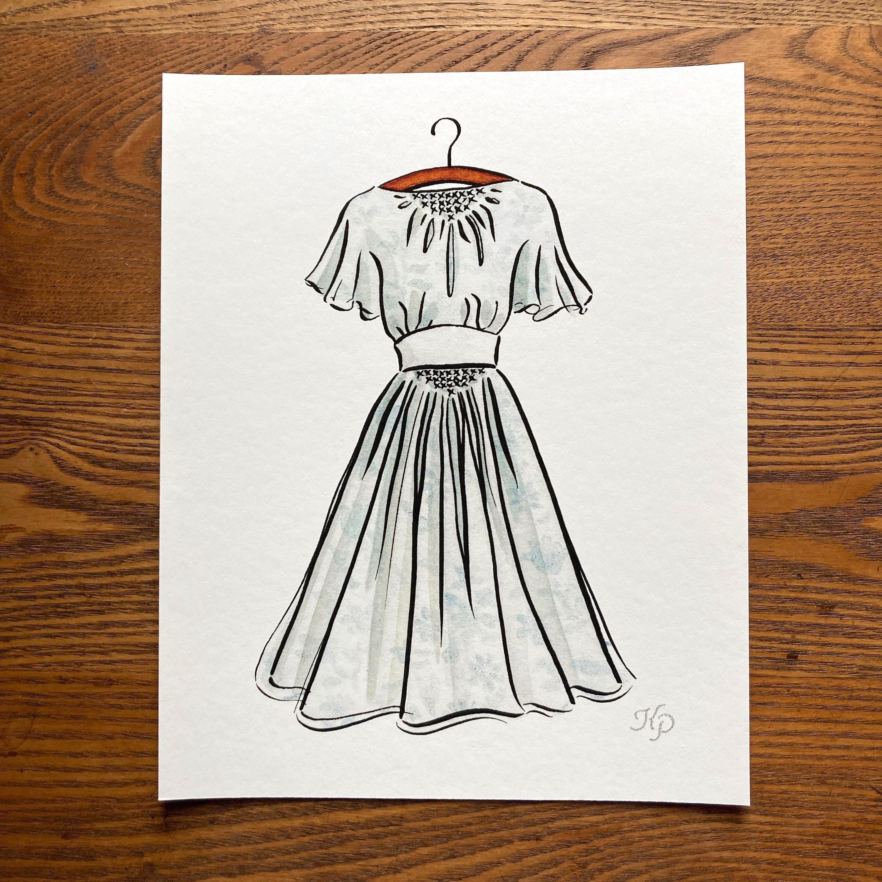 Sound of Music Blue Dress Large Print | Julie Andrews Sound of Music Costume  | Maria Von Trapp Blue Dress Sound of Music Watercolor Wall Art - Etsy