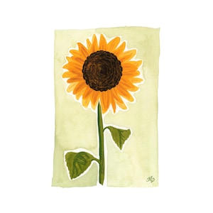 Large Sunflower Art Print | 5x7 Sunflower Watercolor Painting | Sunflower Botanical Print | Sunflower Watercolor Art Print | Sunflower Gifts