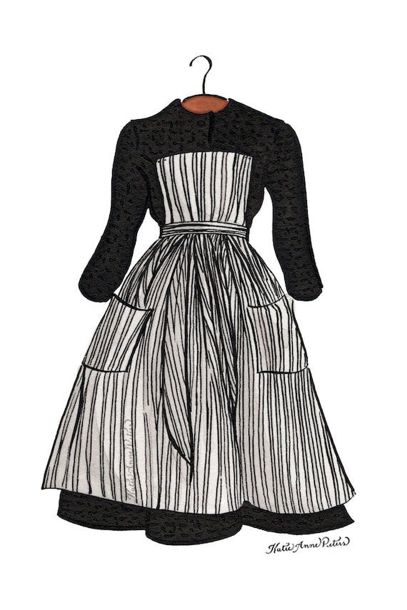 Sound of Music Dress Print | 5x7 Watercolor Art Print | Old