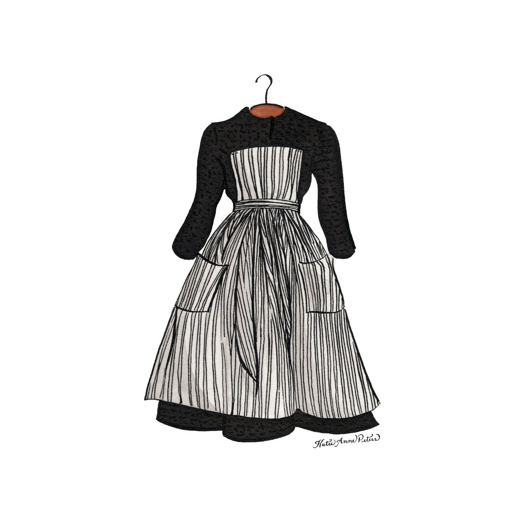Sound of Music Dress Print | 5x7 Watercolor Art Print | Old