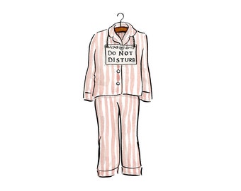 Eloise Pajamas Print | Eloise at Christmastime Decor | Eloise at the Plaza Art Print | Do Not Disturb | Vintage Fashion | Pink 5x7 Wall Art