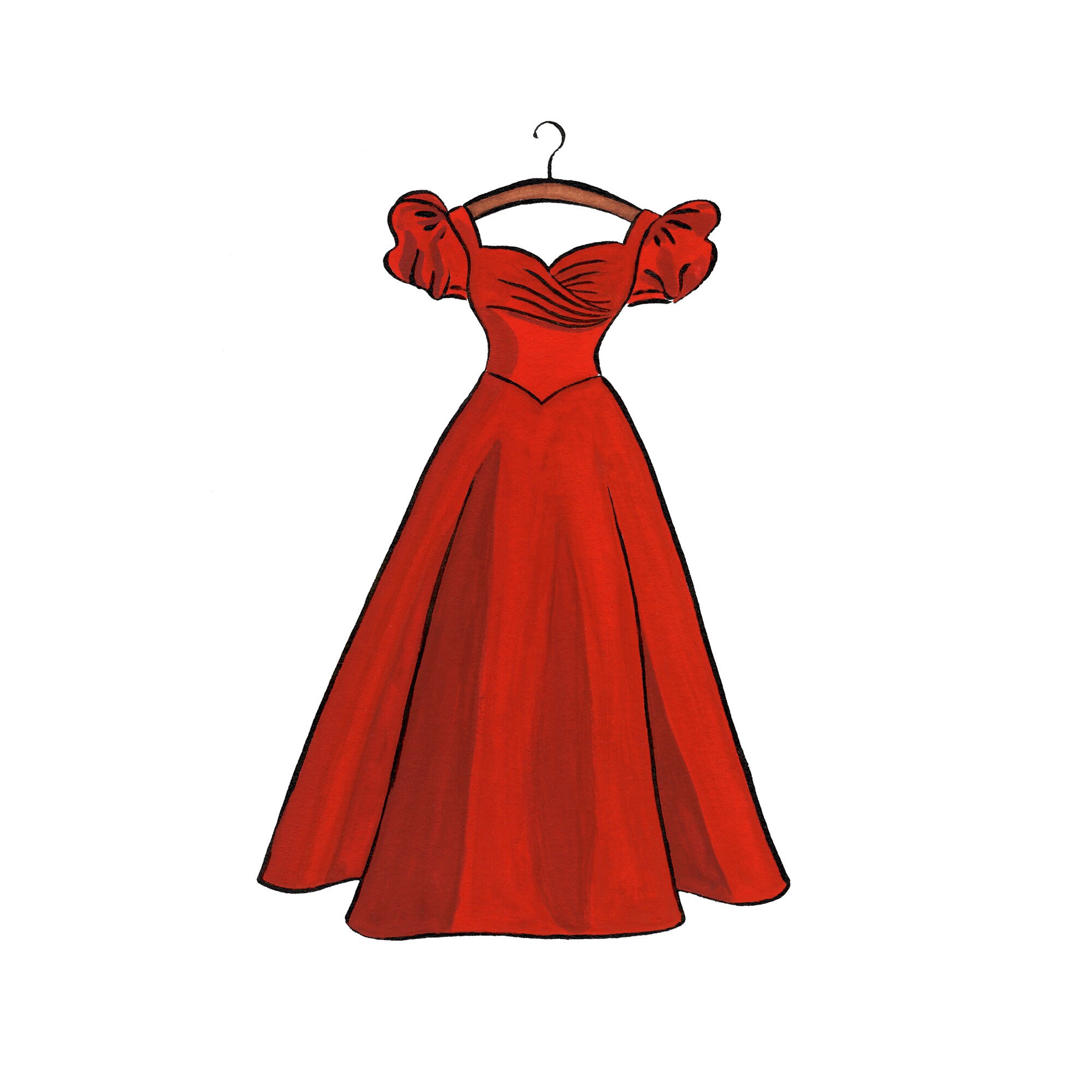 Meet Me in St. Louis Red Velvet Dress Print | 5x7 Print Gouache Painting |  Old Hollywood Dress | Judy Garland Art | Christmas Movie Costume - Etsy