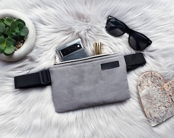 Light grey faux suede bum bag