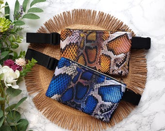 Gold and blue snake bum bag, fanny pack