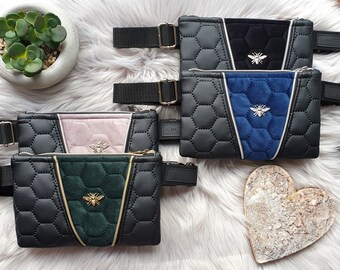 Honeycomb black black and bee bum bag fanny pack