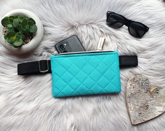 Green squares fanny pack for women