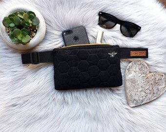 black suede bum bag