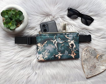 Green flat fanny pack for women bum bag