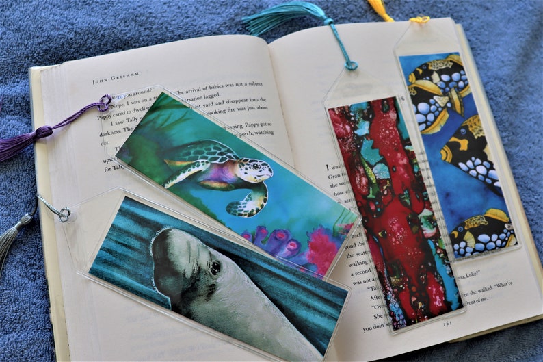 Ocean Themed Bookmark With Tassel Sea Life Art Printed | Etsy