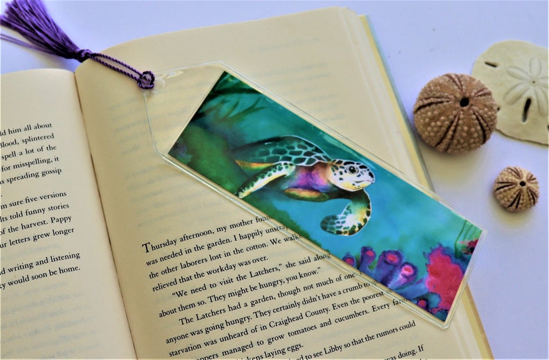 Ocean Themed Bookmark With Tassel Sea Life Art Printed | Etsy