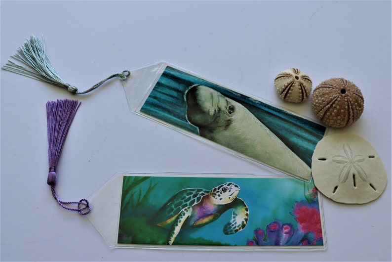 Ocean Themed Bookmark With Tassel Sea Life Art Printed | Etsy