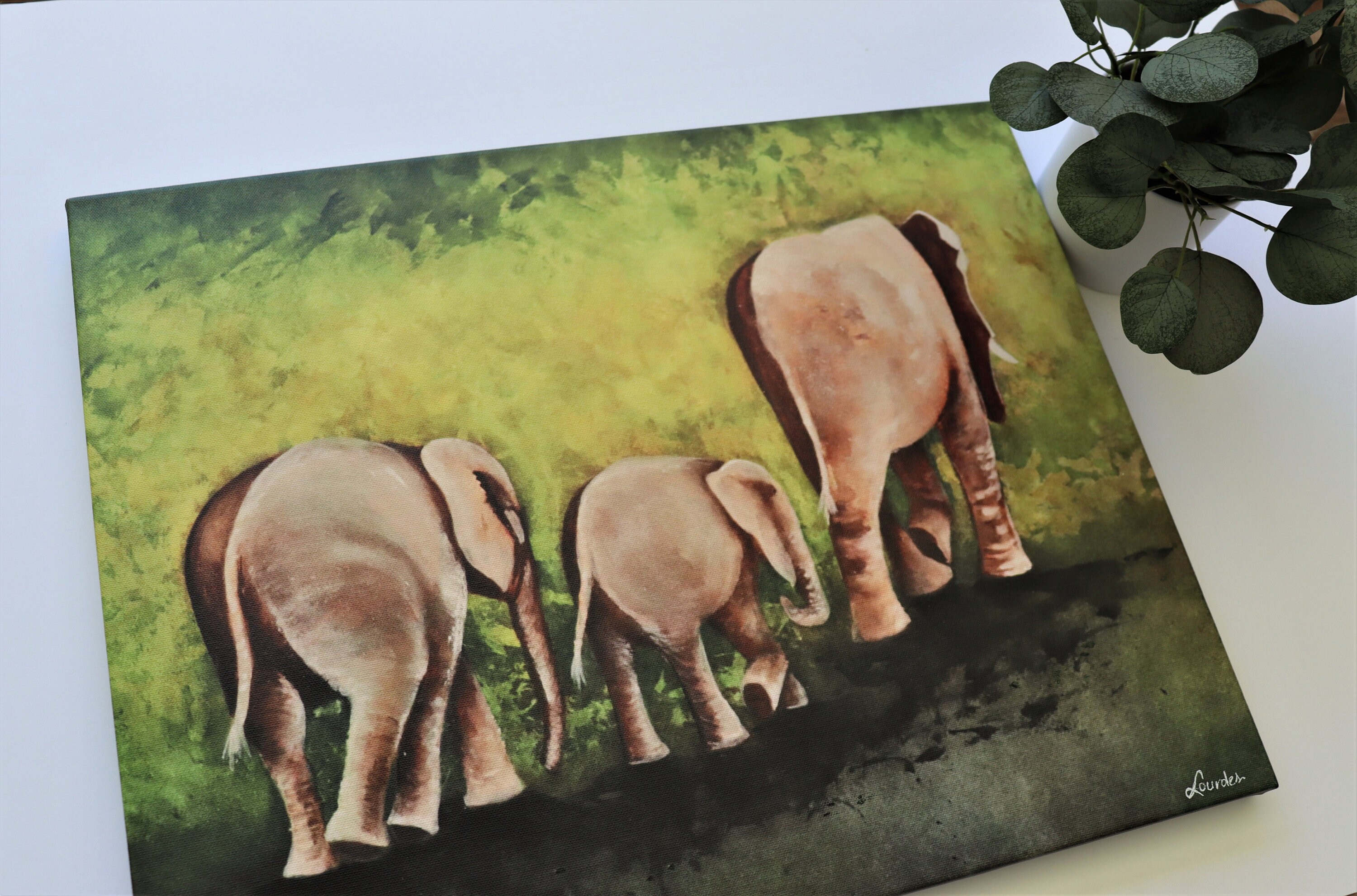 Elephant family canvas art watercolor elephants painting Etsy