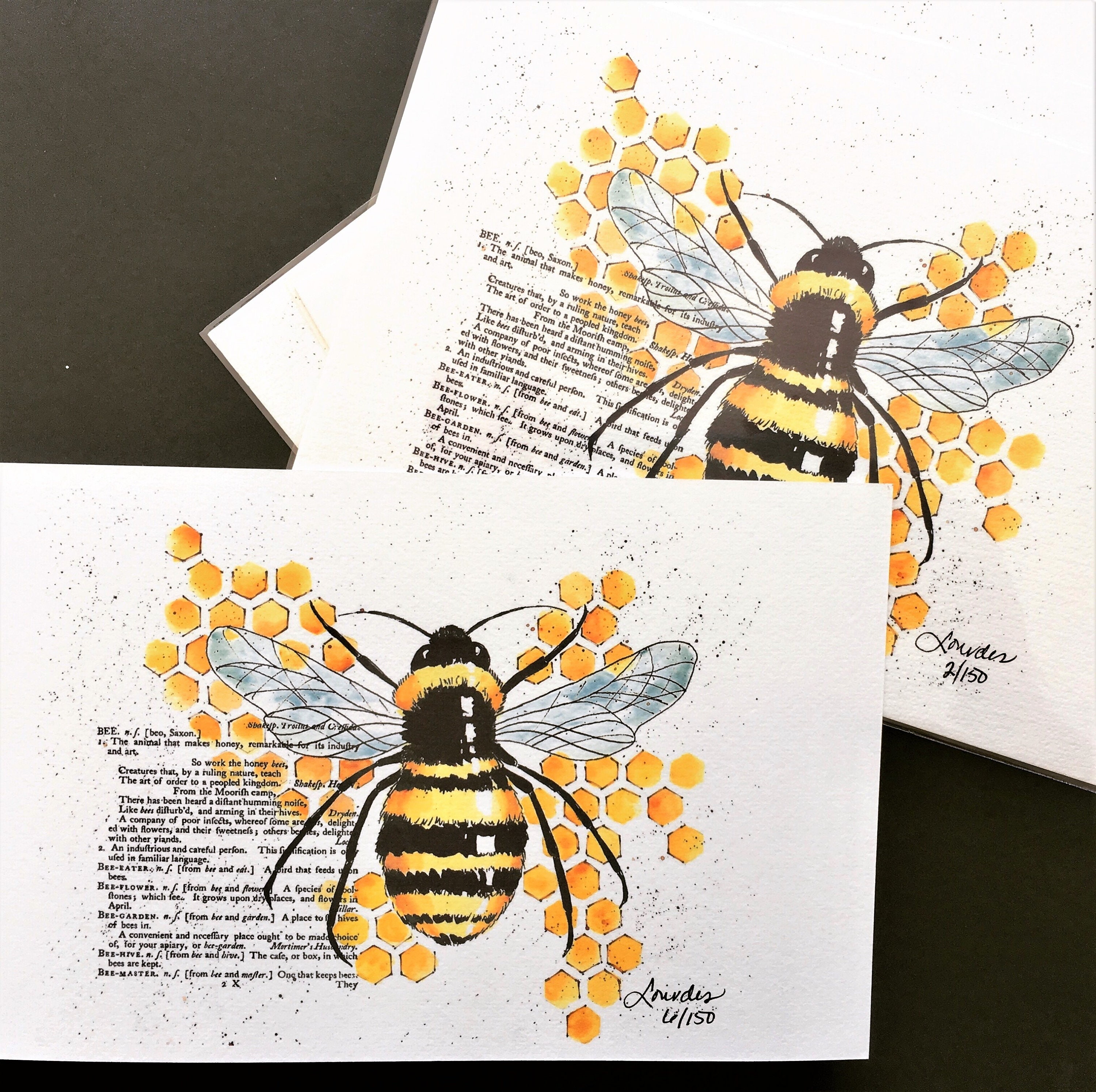 Bee Illustration on Vintage Dictionary Page Bee Fine Art - Etsy