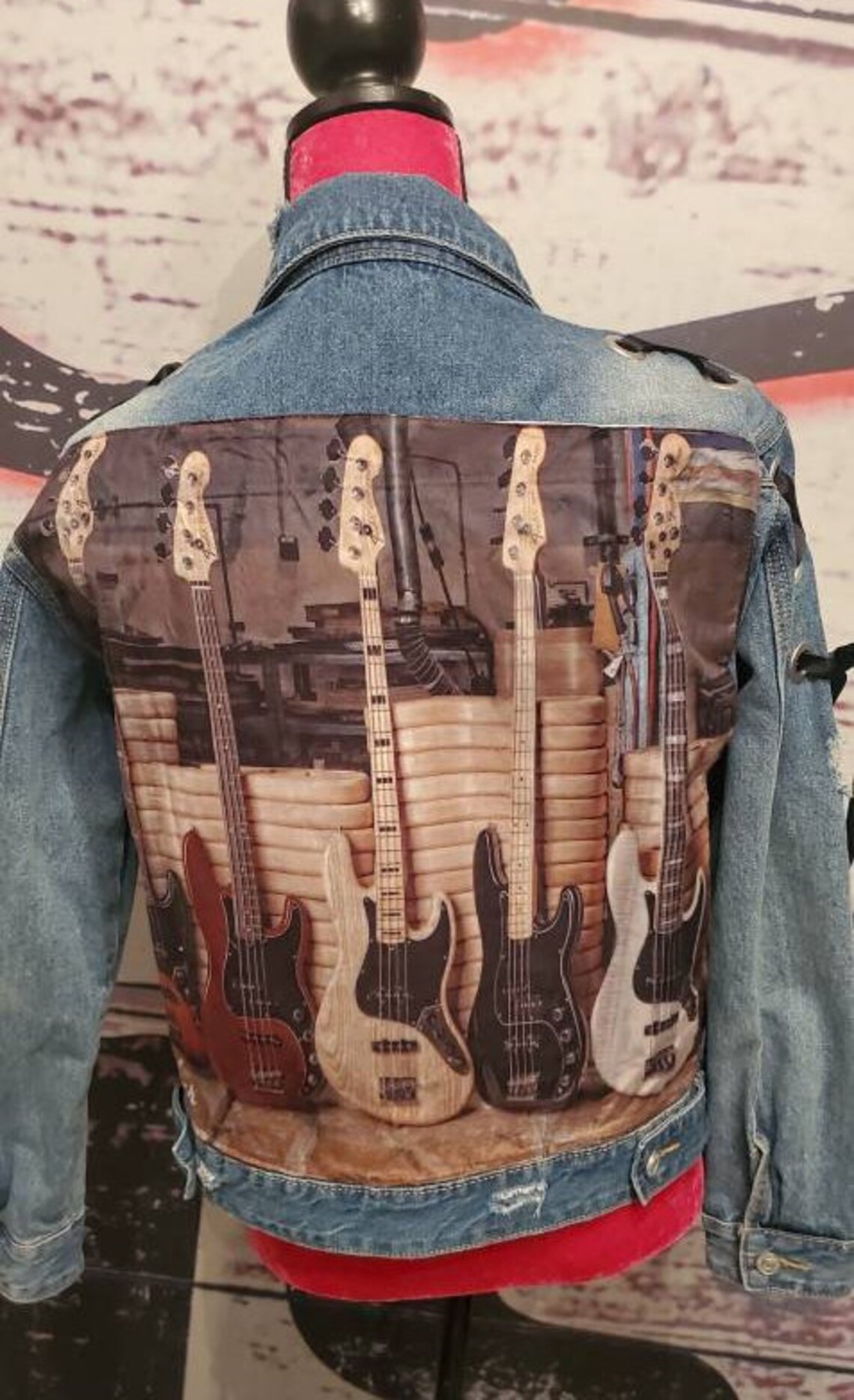 Jean Jacket Rocker Fender Guitar Theme Streetwear Etsy