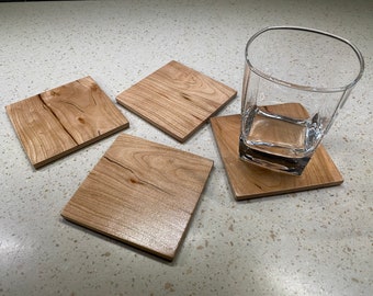 Cherry Wood Coasters - Set of 4