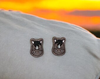 Walnut Wood Horse Stud Earrings – Sterling Silver Posts
