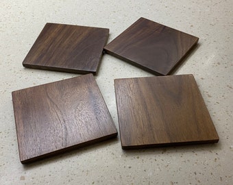Black Walnut Wood Coasters - Set of 4 - Made in Vermont