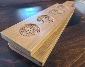 Pirate Gold Beer Flight Board Set, Cherry Hardwood Serving Tray