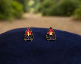 Handmade Walnut Wood Campfire Earrings – Sterling Silver Studs