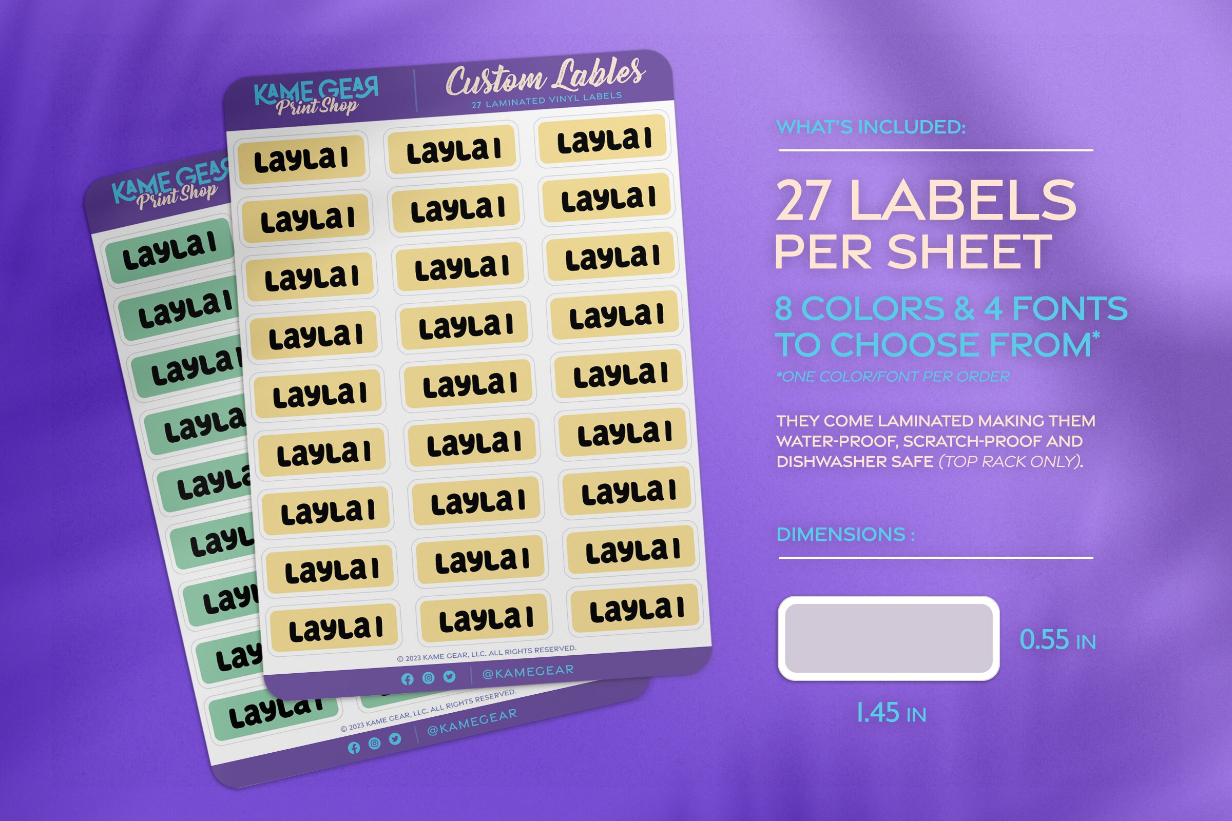 Kawaii Color - Name Labels - Etsy